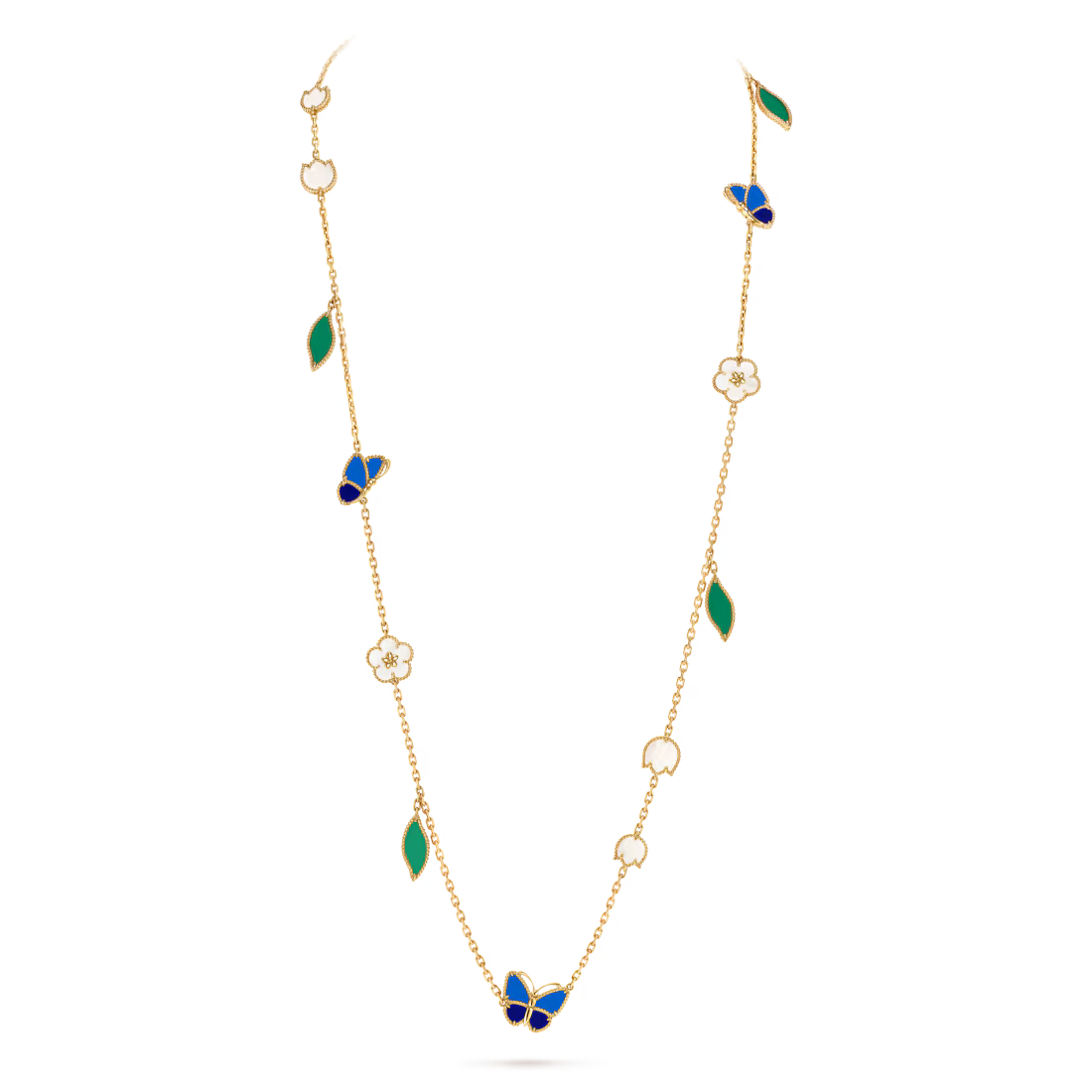 Lucky Spring Butterfly long necklace, 15 motifs