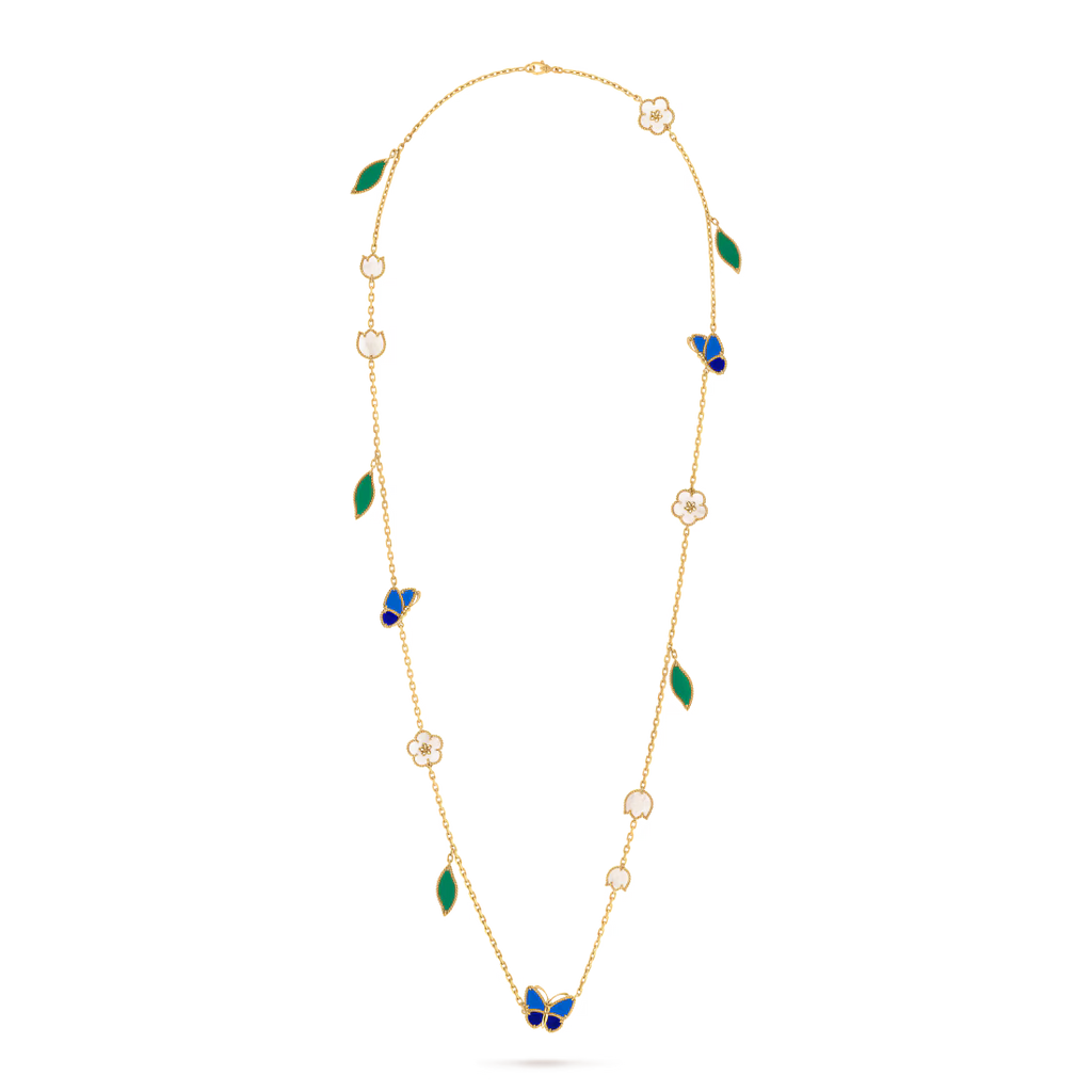 Lucky Spring Butterfly long necklace, 15 motifs