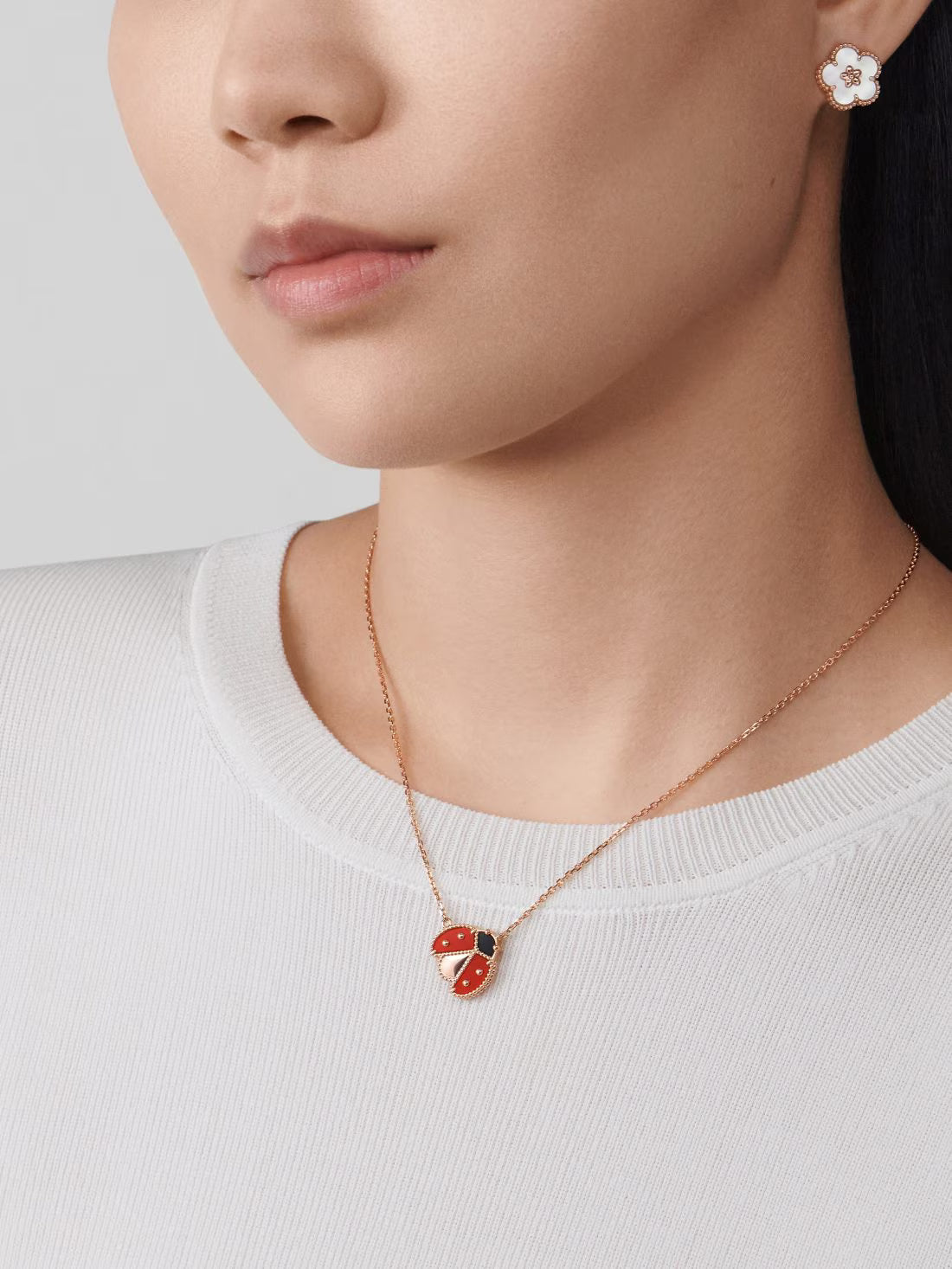 Lucky Spring pendant, open wings ladybug